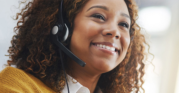 Woman smiling on phone